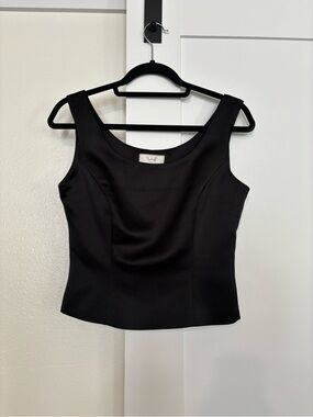 VIE by Victoria Royal Ltd black vintage 1990s minimalist satin tank top
